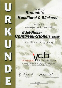 2007 - VDB-Urkunde - Edel-Nuss-Cointreau-Stollen